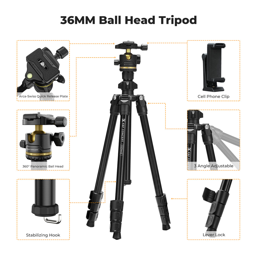 Aluminum Alloy Tripod K234A3+BH-36